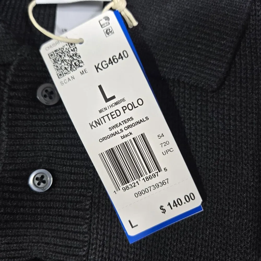 $140 Adidas Originals All Blacks Knitted Wool Blend Rugby Polo Shirt Mens Large
